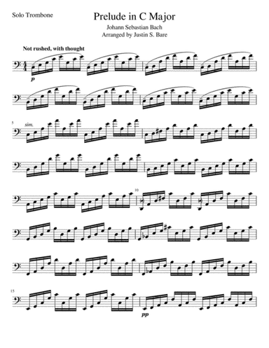 Prelude in C Major (Trombone Solo) (arr. Justin S. Bare)