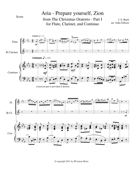Bach - Aria from The Christmas Oratorio for flute and clarinet duet (arr. John Gibson)