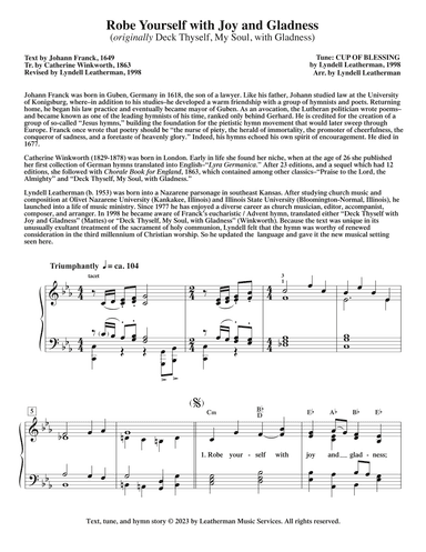Robe Yourself with Joy and Gladness (Piano or Organ solo)