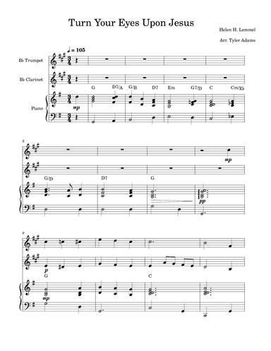 Turn Your Eyes Upon Jesus (Trumpet and Clarinet Duet with Piano) (arr. Tyler Adams)
