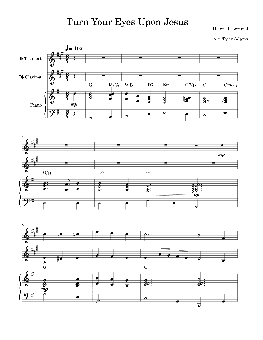 Turn Your Eyes Upon Jesus (Trumpet and Clarinet Duet with Piano) (arr. Tyler Adams)