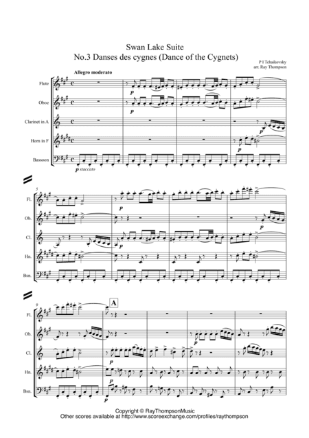 Tchaikovsky: Swan Lake Suite Op.20a No.3 Danse des Petite Cygnes-Dance of the Cygnets - wind quintet (arr. Ray Thompson)