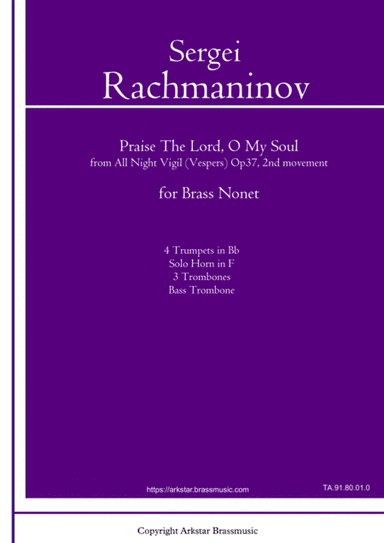 Rachmaninov:Praise The Lord, O My Soul For Brass Nonet, from All Night Vigil (Vespers) 2nd movement (arr. Arkstar Brassmusic)
