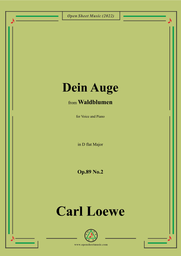 Loewe-Dein Auge,Op.89 No.2,in D flat Major (arr. OSM Press)