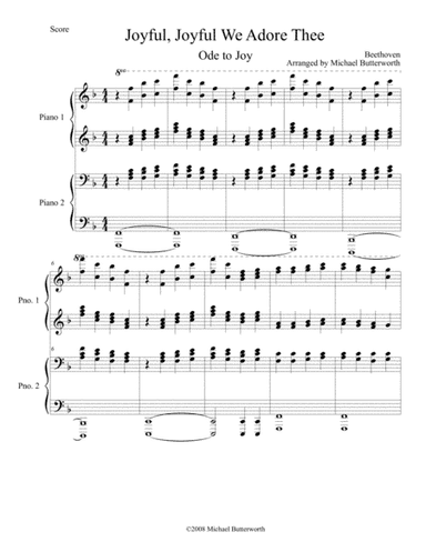 Joyful, Joyful We Adore Thee - Ode to Joy - Piano Duet (arr. Michael Butterworth)