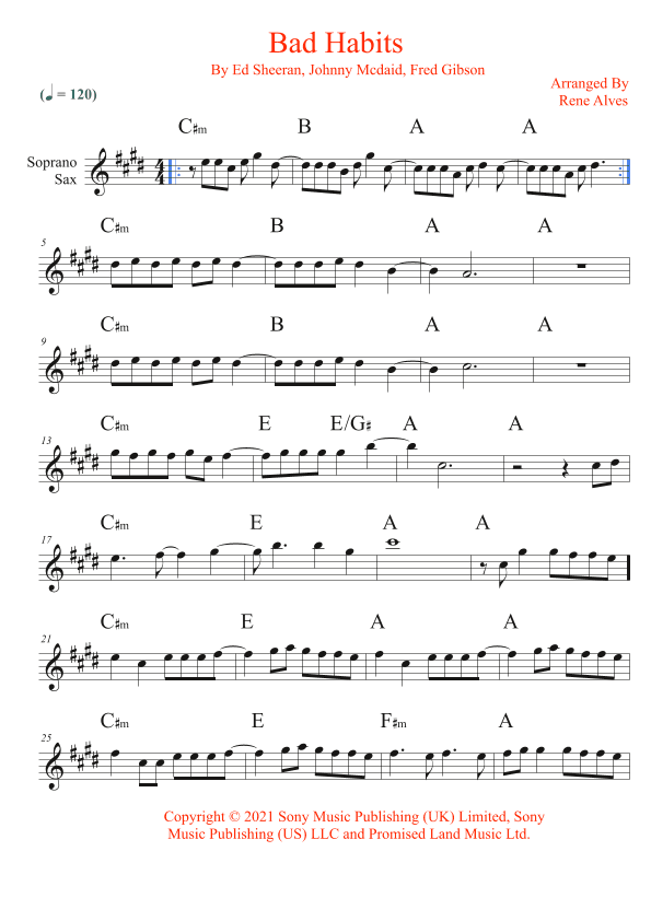 Bad Habits (arr. Rene Alves)
