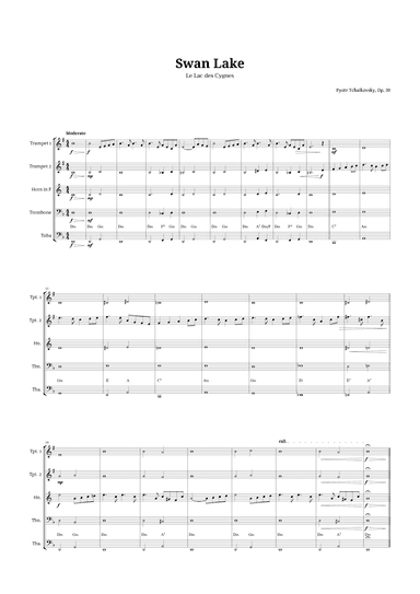 Swan Lake by Tchaikovsky for Brass Quintet (arr. Langanho)