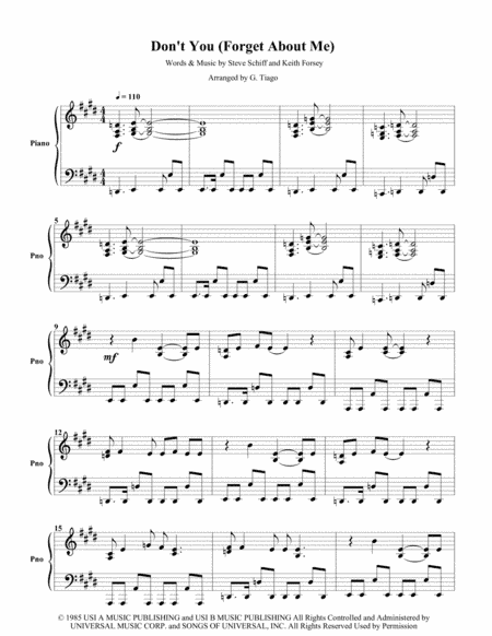 Don't You (forget About Me) (arr. G. Tiago)