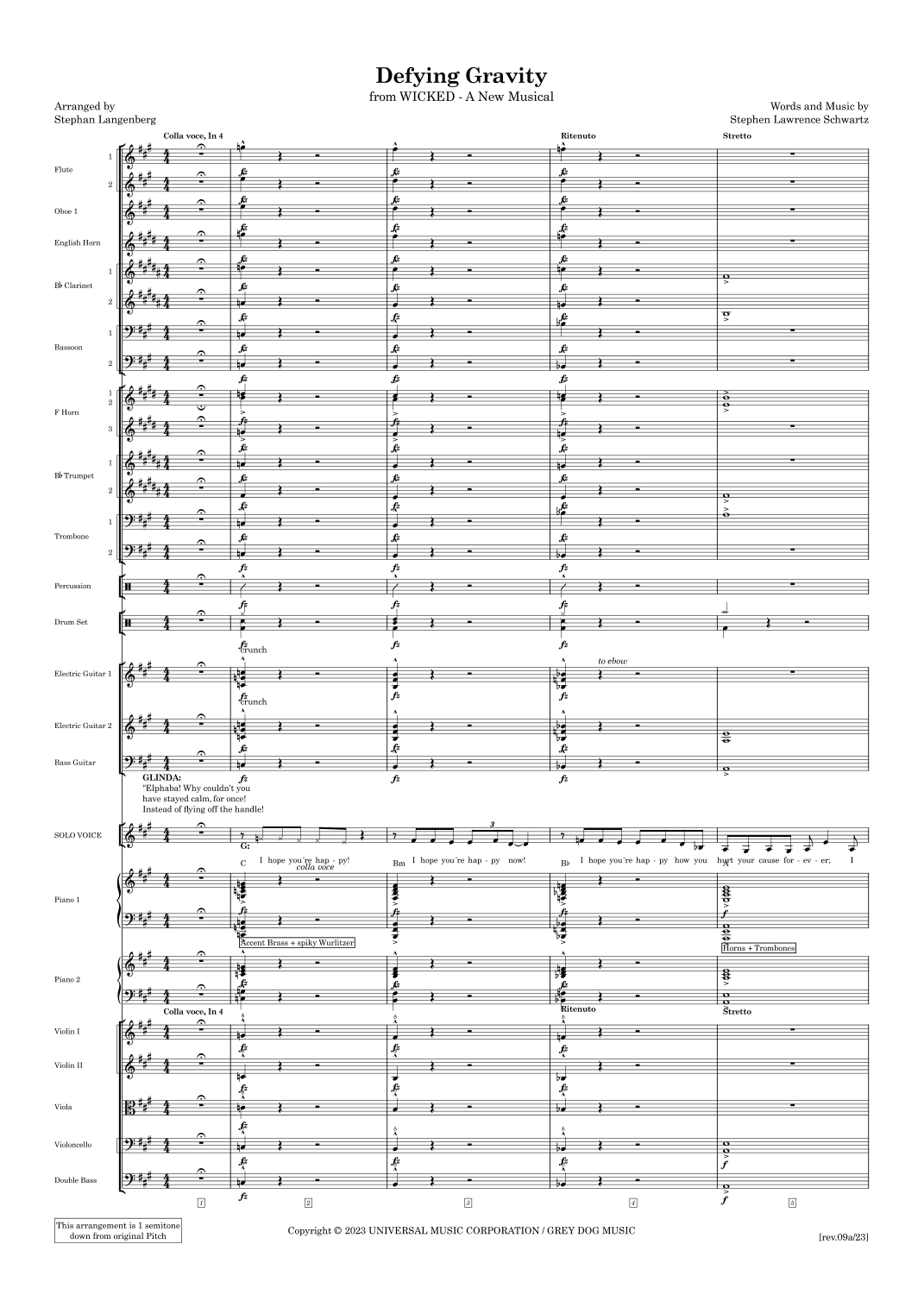 Defying Gravity (arr. Stephan Langenberg)