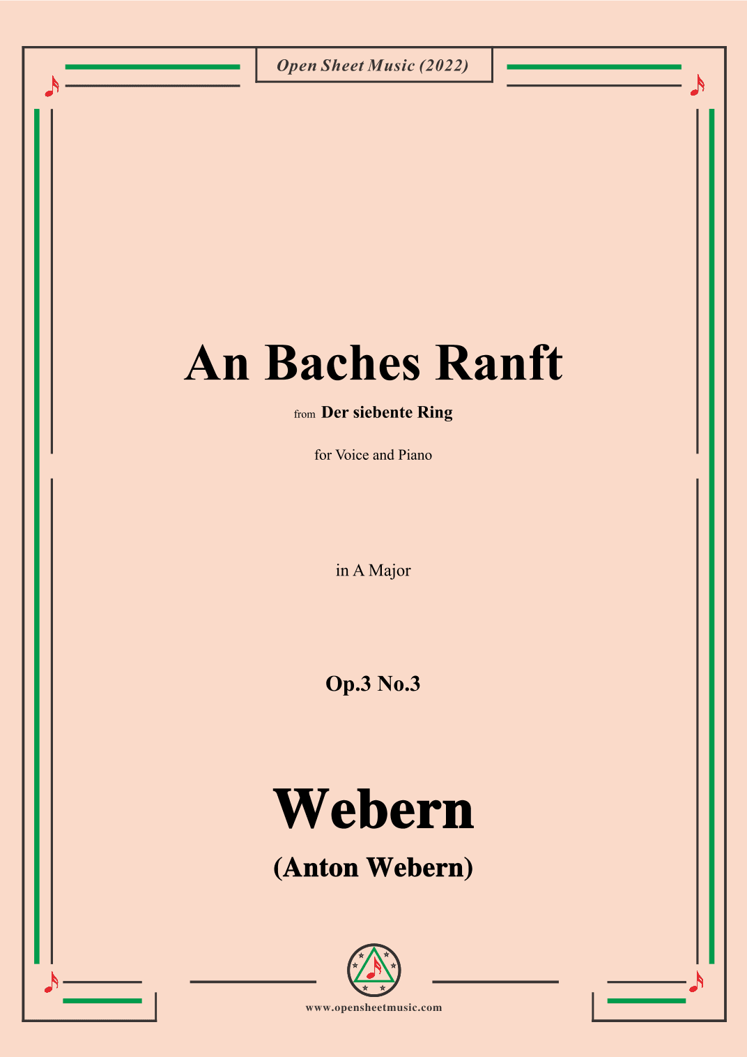 Webern-An Baches Ranft,Op.3 No.3,in A Major (arr. OSM Press)