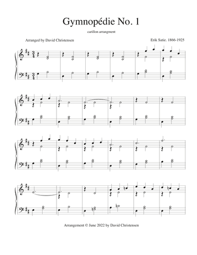 Gymnopédie No. 1 for Carillon (arr. David Christensen)
