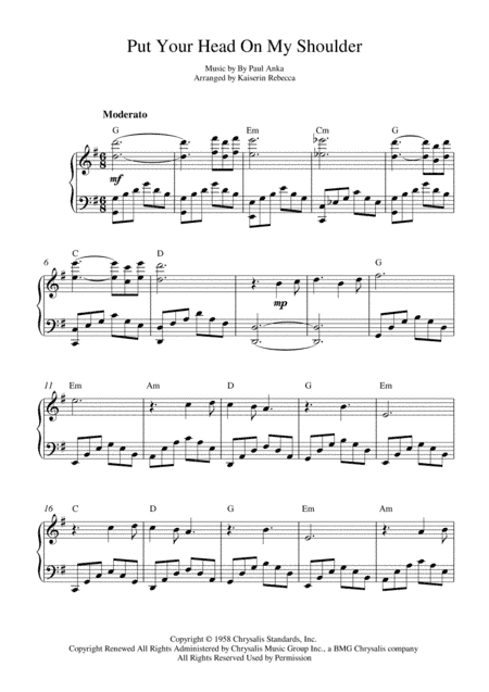 Put Your Head On My Shoulder (arr. Kaiserin Rebecca)