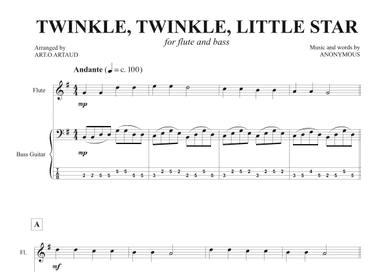 Twinkle Twinkle Little Star, (arr. Art.o Artaud)