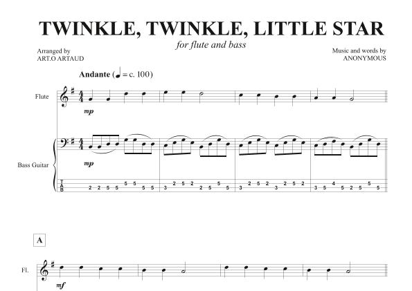 Twinkle Twinkle Little Star, (arr. Art.o Artaud)