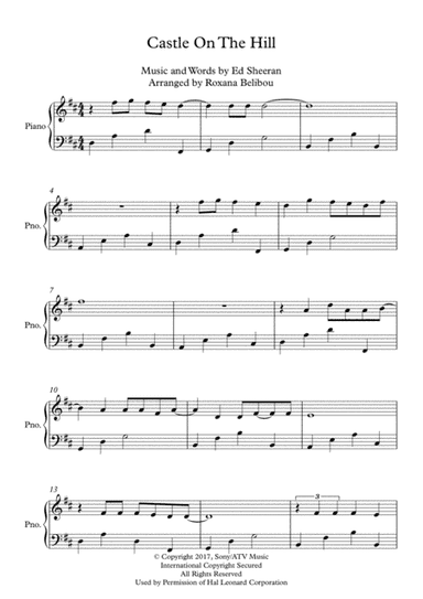 Castle On The Hill (arr. Roxana Belibou)