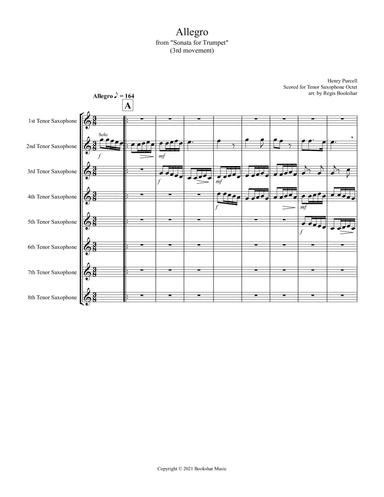 Allegro (from "Sonata for Trumpet") (Bb) (Tenor Saxophone Octet) (arr. Regis Bookshar)