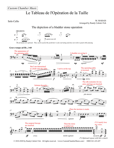 Marin Marais "Depiction of a Bladder Stone Operation" (Le Tableau de l (arr. Randy Calistri-Yeh)