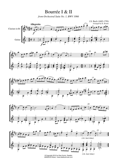 Bourree 1 & 2 from Suite No 1, BWV 1066 for clarinet in Bb and guitar (arr. K. Krantz)