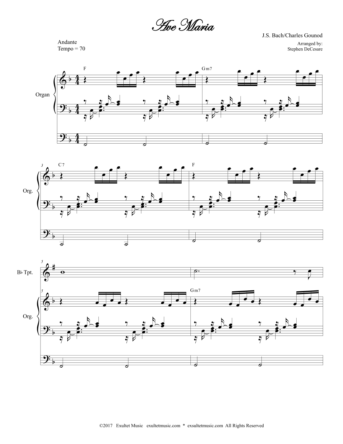 Ave Maria (Duet for Bb-Trumpet and French Horn - Organ Accompaniment) (arr. Stephen DeCesare)