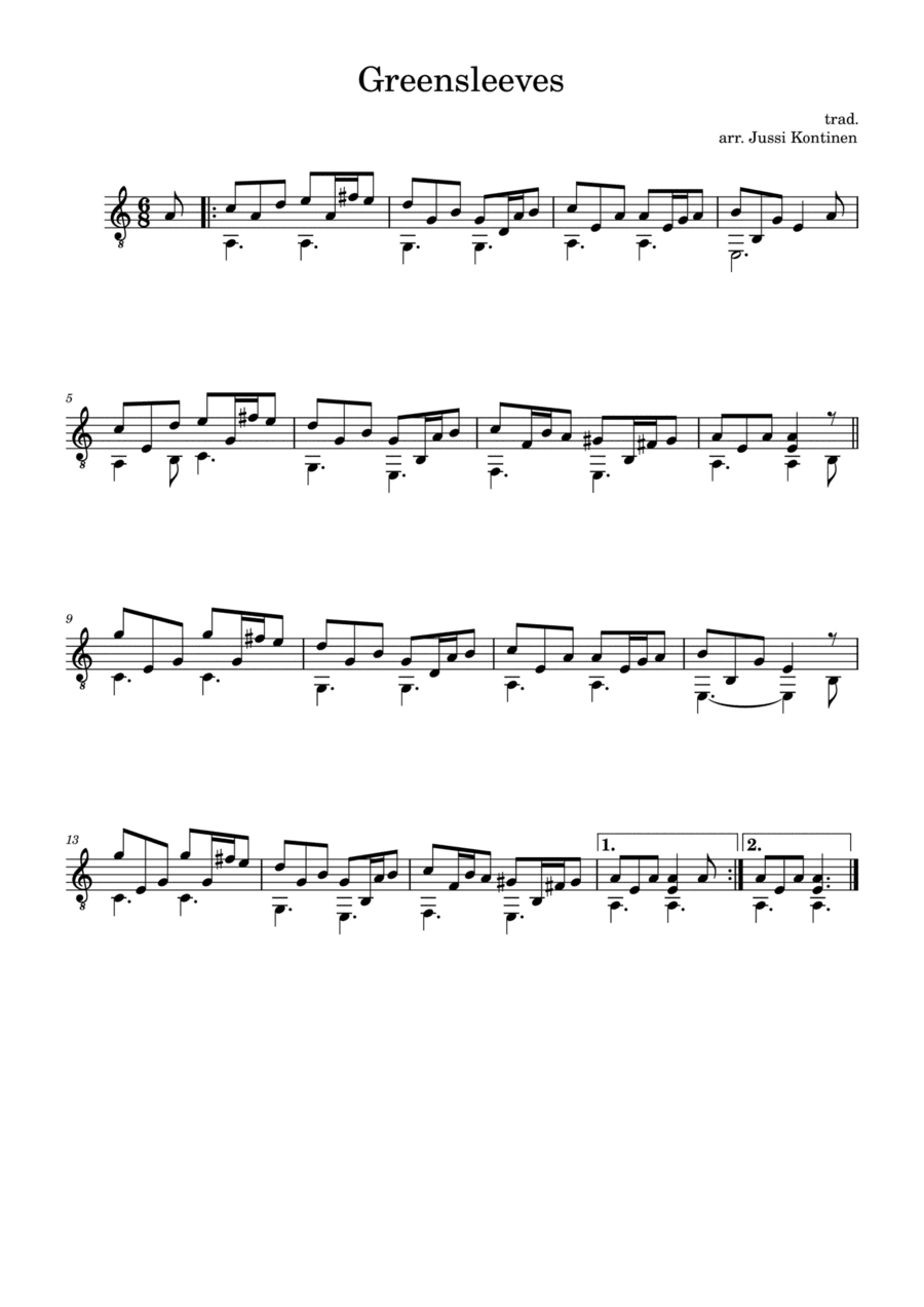 Greensleeves (classical guitar solo arrangement) (arr. Jussi Kontinen)