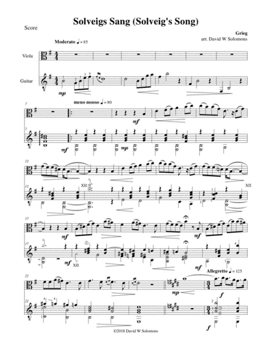 Solveigs sang (Solveig's Song) for viola and guitar (arr. David Warin Solomons)