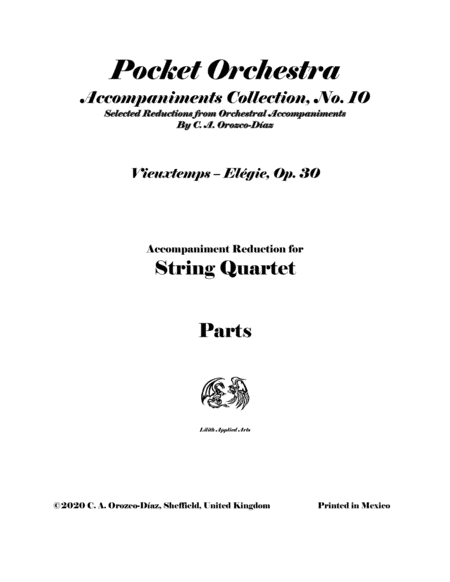 Vieuxtemps - Elégie for Viola and String Quartet, Op. 30 PARTS (arr. Amnael Orozco-Díaz)