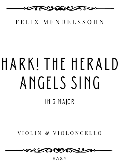 Mendelssohn - Hark! The Herald Angels Sing for Violin and Cello - Easy (arr. Piacere Music Sheets)