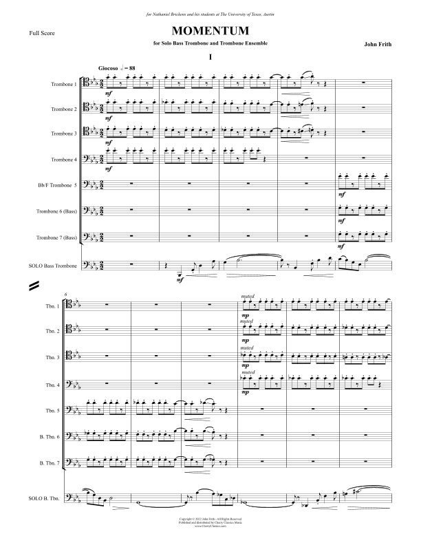 Momentum for Solo Bass Trombone and Trombone Ensemble