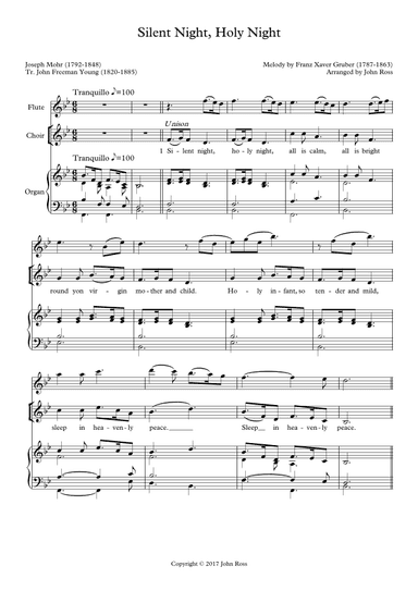 Silent Night, Holy Night (SATB, Flute, Organ) (Words by Young) (arr. John Ross)