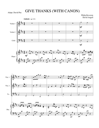 GIVE THANKS (with Canon) - Score + Set of Parts (arr. Adaptación David Puc Narvaez)