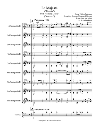 La Majeste (from "Heroic Music") (C) (Trumpet Nonet, Timp) (arr. Regis Bookshar)
