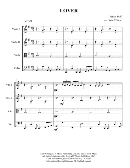 Lover (arr. John T Sarno)