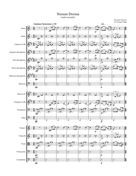 Nessun Dorma (small ensemble) (arr. Jordan Grigg)