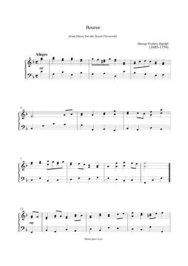 Handel - Bouree from music for the royal fireworks (Easy piano arrangement) (arr. MPS)