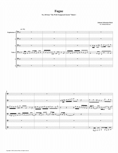 Fugue 20 from Well-Tempered Clavier, Book 1 (Euphonium-Tuba Sextet) (arr. Richard Byrnes)