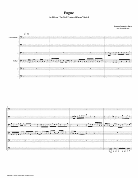 Fugue 20 from Well-Tempered Clavier, Book 1 (Euphonium-Tuba Sextet) (arr. Richard Byrnes)