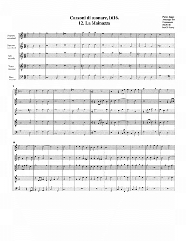 La Mainazza a5 (Canzoni da suonare,1616, no.12) (arrangement for 5 recorders) (arr. Gil Garty)