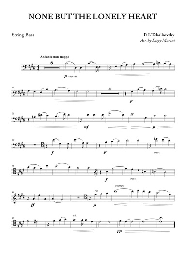 None but the Lonely Heart for Double Bass and Piano (arr. Diego Marani)