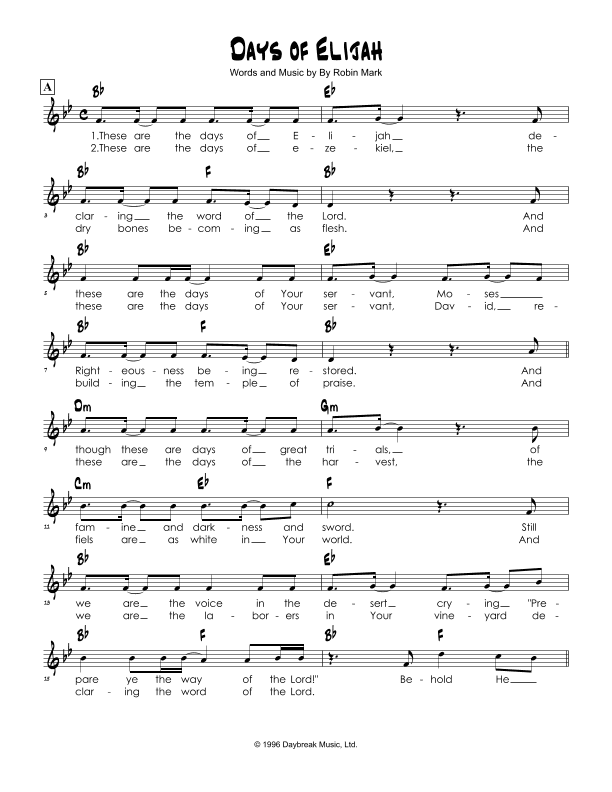 Days Of Elijah (arr. Brian Kim)