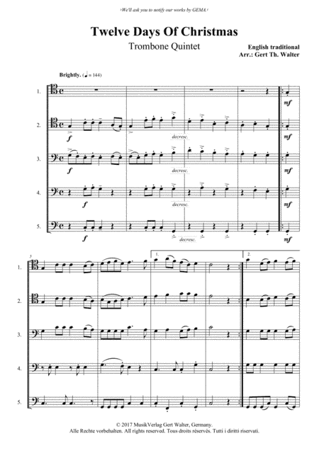 Twelve Days Of Christmas (arr. Gert Th. Walter)