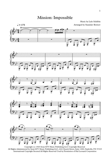Mission: Impossible Theme  from the Paramount Television Series MISSION: IMPOSSIBLE (arr. Stanislav Borisov)