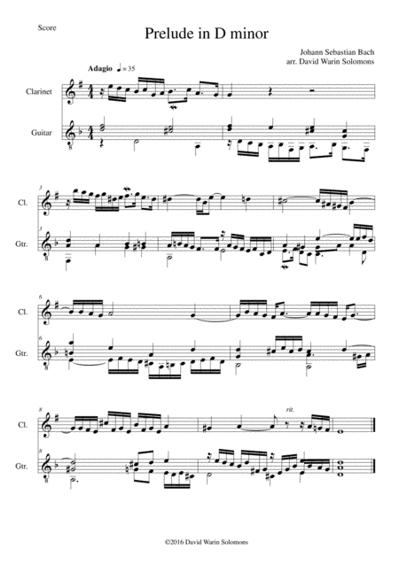 Prelude in D minor for clarinet and guitar (arr. David Warin Solomons)