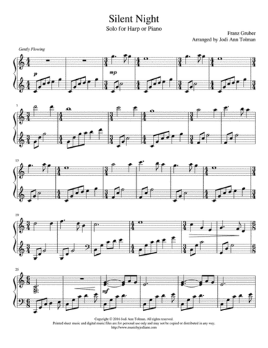 Silent Night, Harp Solo (arr. Jodi Ann Tolman)