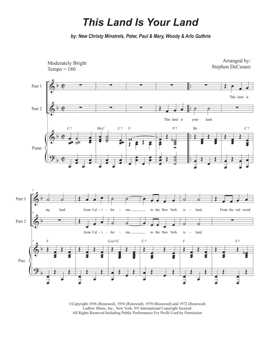 This Land Is Your Land (arr. Stephen DeCesare)