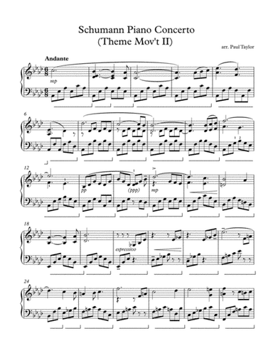 Schumann Piano Concerto (theme: Mov't 1) (arr. Paul Taylor)