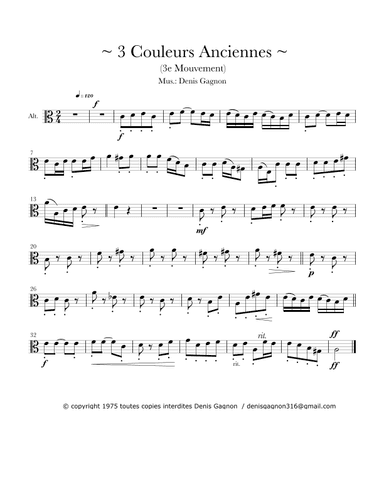 3 Couleurs anciennes / pour quatuor à cordes / (3e mouvement)