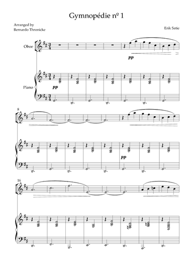 Gymnopédie nº 1 - For Oboe and Piano (arr. Bernardo Thronicke)