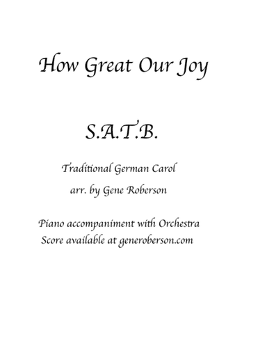 How Great Our Joy SATB Choir (While By My Sheep) (arr. Gene Roberson)