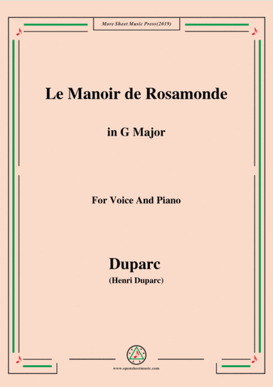 Duparc-Le Manoir de Rosamonde in G Major,for Violin and Piano (arr. MSM)