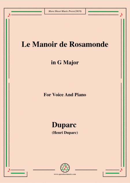 Duparc-Le Manoir de Rosamonde in G Major,for Violin and Piano (arr. MSM)